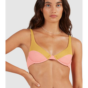Billabong Women's Hi Life Panelled Bra Underwire Bikini Top Ribbed Colorblock XL